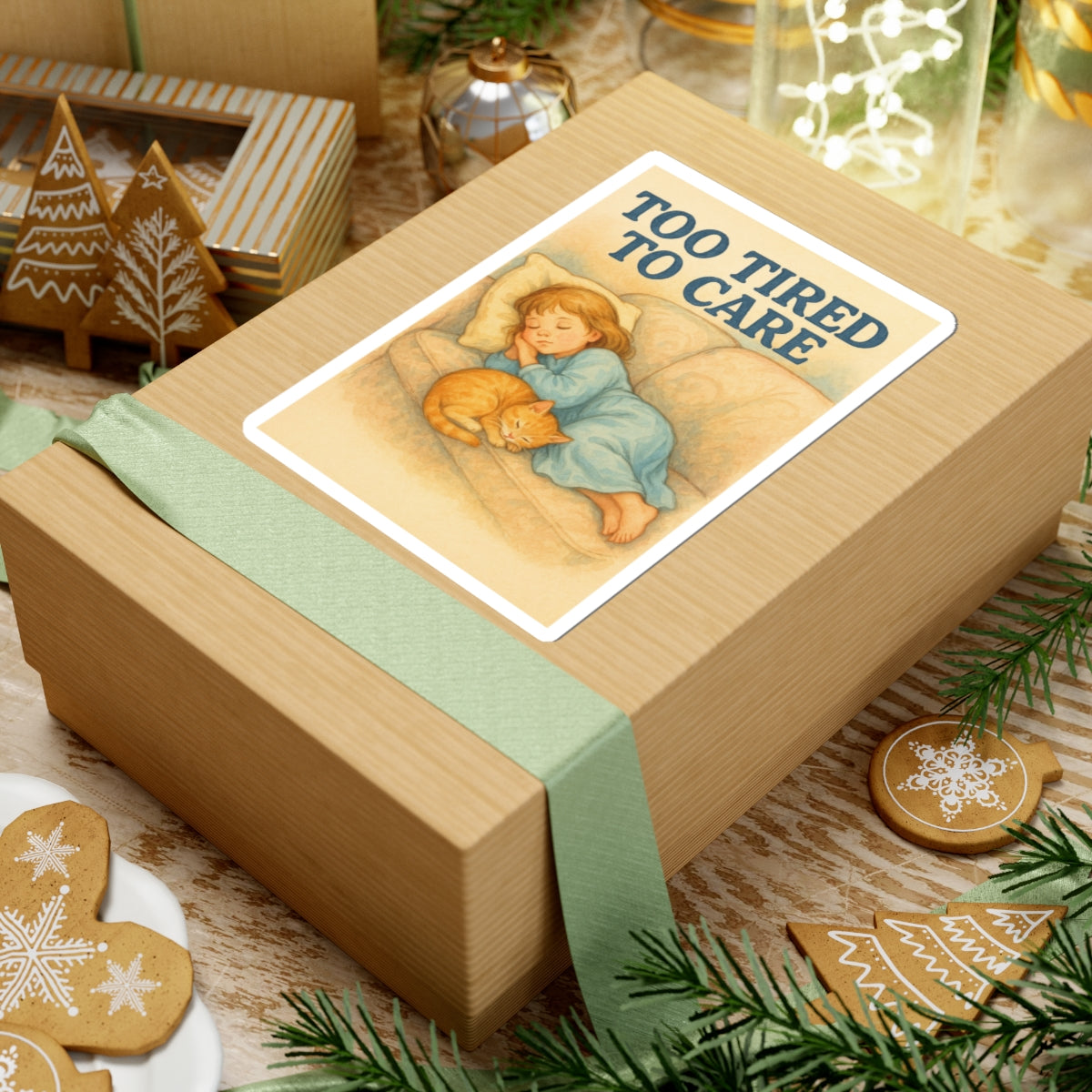 Too Tired To Care Sticker